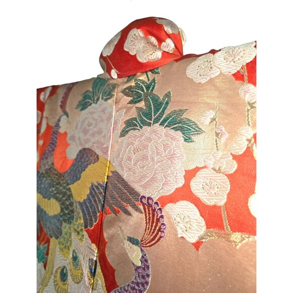 Vintage Japanese Kimono Ceremonial Uchikake Robe With Peacock & Crane Design - Picture 6 of 13